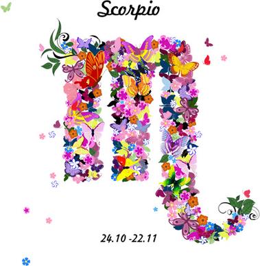 vector horoscope flower set