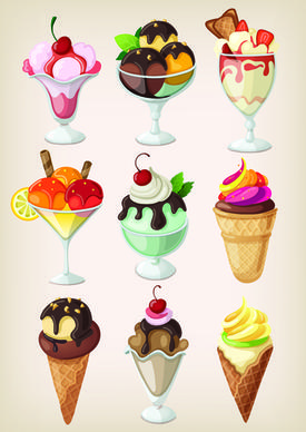 vector ice cream icons set