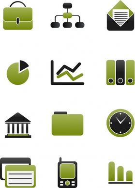 business icons flat green black emblems