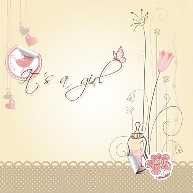 baby shower background cute handdrawn flora feeder sketch