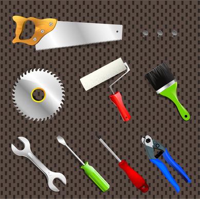 vector illustration of collection of household tools