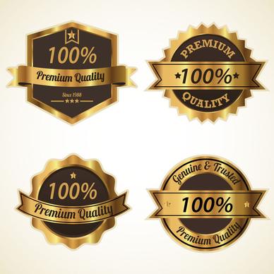 vector illustration of golden quality certification sets