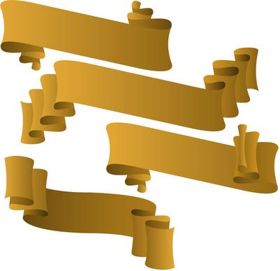 vector illustration of yellow swirled ribbon sets