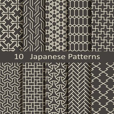 vector japanese style seamless patterns