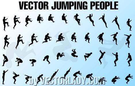 vector jumping people silhouette