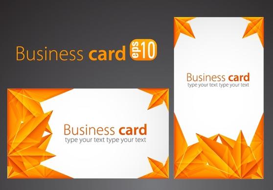 business card templates orange leaves decor modern design