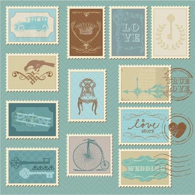 stamps templates collection retro design