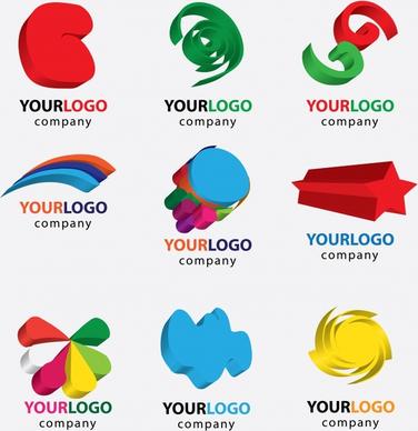 logotypes collection colored 3d shapes ornament