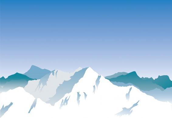 snow mountain painting colored cartoon sketch