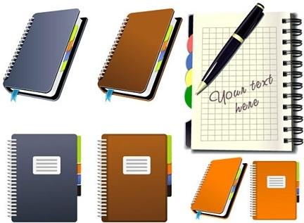 notebooks icons collection colored flat design