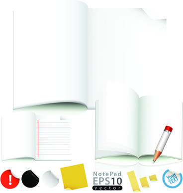 vector of open notebook design elements