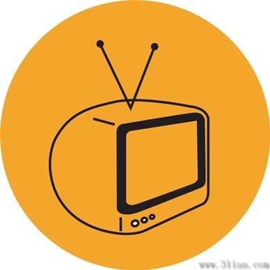 vector orange background tv icon