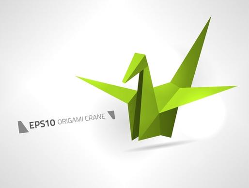 bird background 3d origami design green ornament