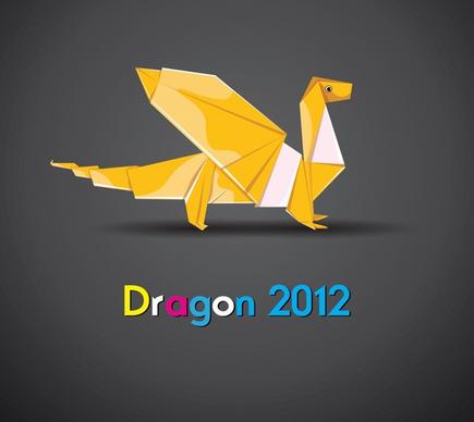 2012 calendar background origami dragon sketch