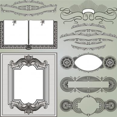 document decorative templates european retro elegant symmetric shapes