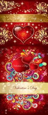 valentine banner twinkling red golden hearts decor