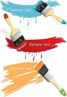 paint brush icons colors grunge decor