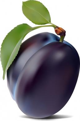 ripe plum icon closeup violet 3d realistic design