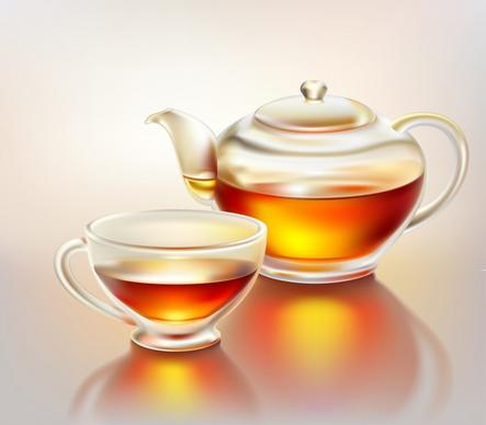 tea cup pot icon modern realistic design