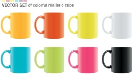 ceramic cups icons collection colorful realistic design