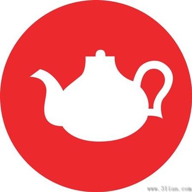 vector red background teapot icon