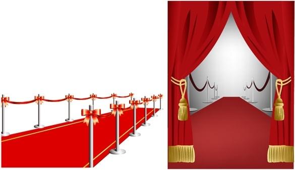 vector red carpet curtain