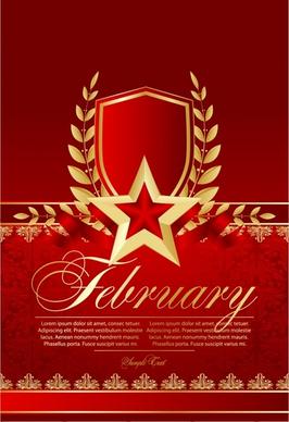 anniversary banner luxury red golden symmetric star wreath