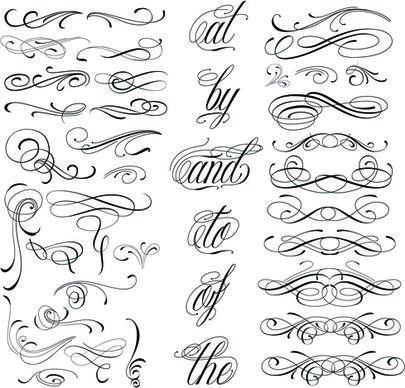 vector retro calligraphic elements set