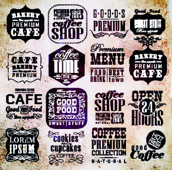 vector retro coffee labels set