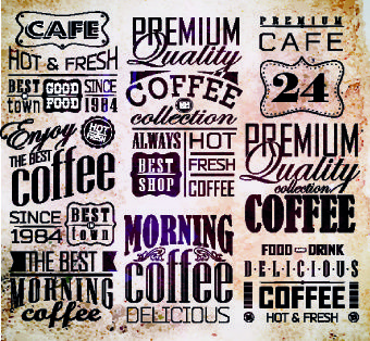 vector retro coffee labels set