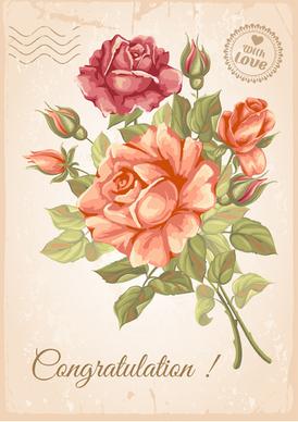 vector retro flower card graphic