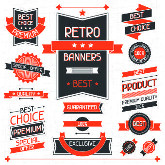 vector retro stickers and labels set
