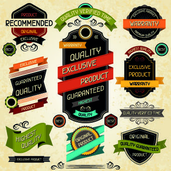 vector retro stickers and labels set