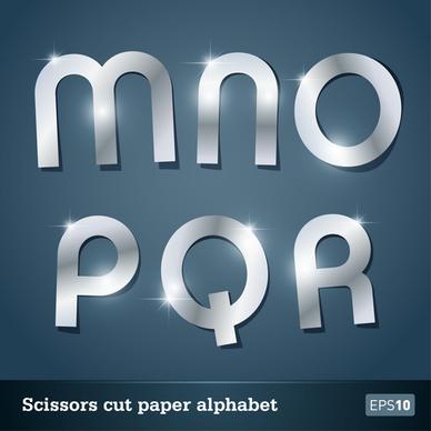 vector scissors cut paper alphabet set