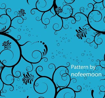 Vector Seamless Pattern Blue Floral