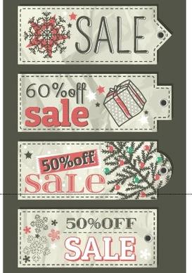 vector set of14 christmas sale tags design
