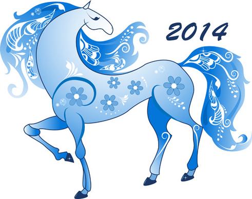 vector set of14 years horse design elements