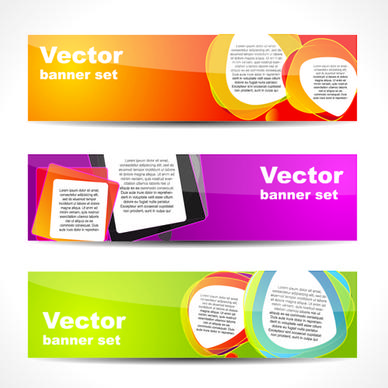 vector set of banner with colored shapes graphics