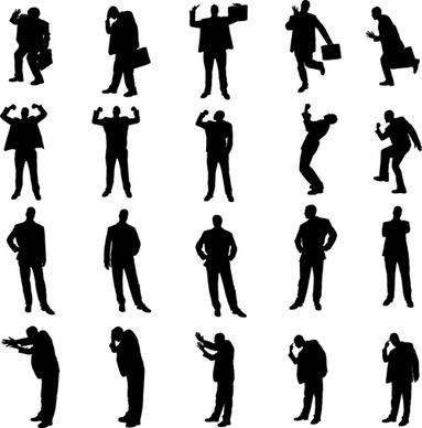vector set of businessman silhouettes graphics