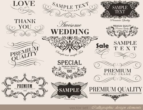 vector set of calligraphic vintage elements
