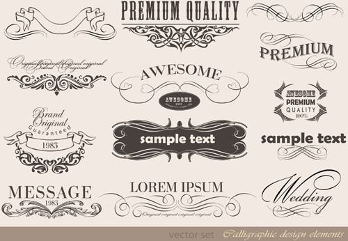 vector set of calligraphic vintage elements