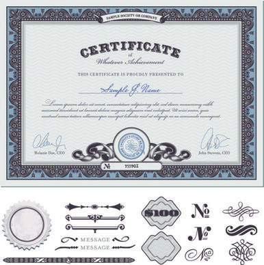 vector set of certificate cover design elements
