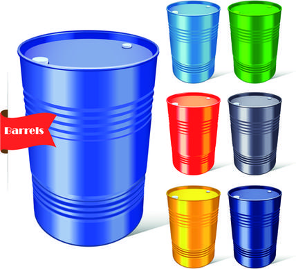 vector set of colored barrel vector