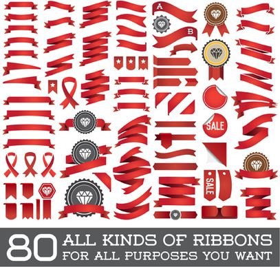 vector set of colorful ribbons design