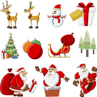 vector set of different xmas icons elements