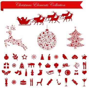 vector set of different xmas icons elements
