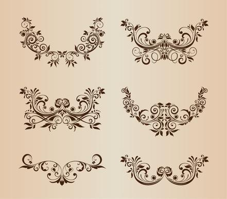 vector set of floral decorative ornament elements