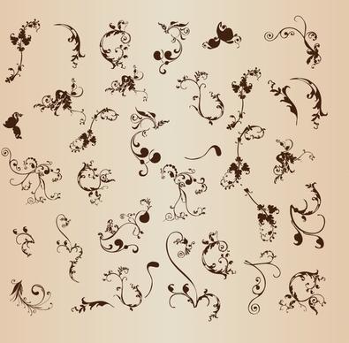 Vector Set of Floral Ornament Pattern