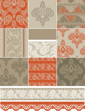 vector set of floral seamless pattern