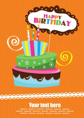 vector set of happy birthday cake card